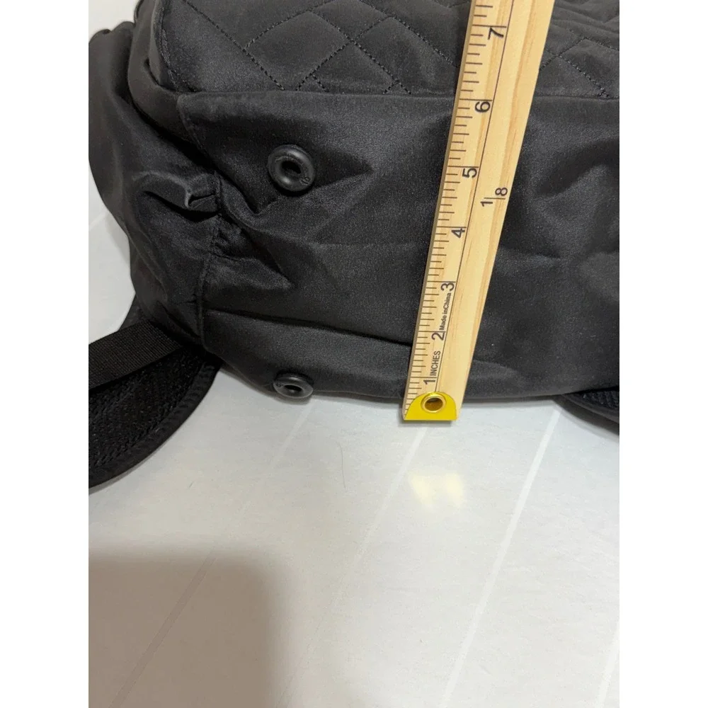 Fisher Price Diaper Bag Backpack Black QuiltedChevron Gold Hardware Multi-Pocket